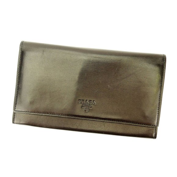 PRADA wallet logo nappa leather Auth used T17003 - Picture 1 of 8